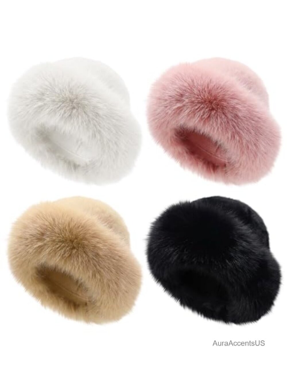 Women's Faux Fur Suede Bucket Hat Winter Ear Covering Russian Style